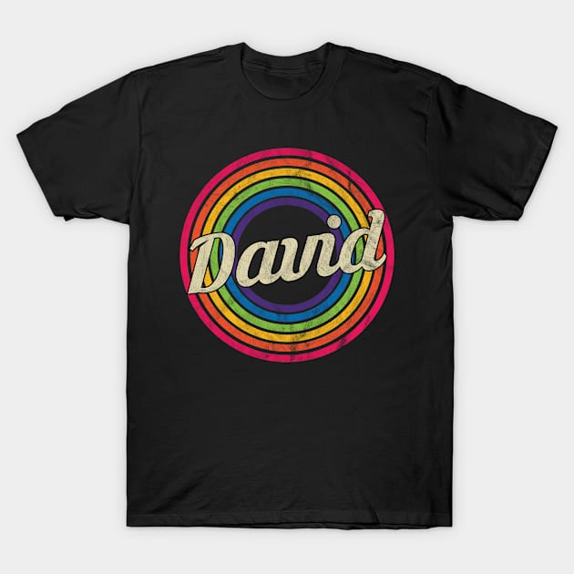 David - Retro Rainbow Faded-Style T-Shirt by MaydenArt